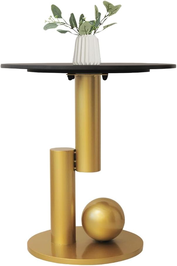 Side Table with Marble Top Metal Gold End Table Modern Sofa Side End Table - Image 5
