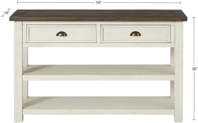 Martin Svensson Home Solid Wood Sofa Console Table, Cream White - Image 3