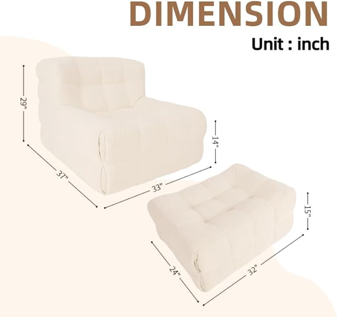 Bean Bag Chair - Memory Foam Bean Bag Chair - Image 3