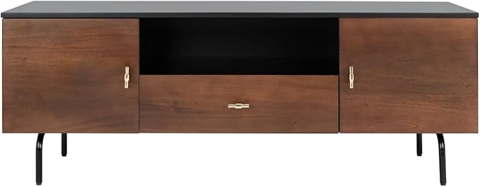 SAFAVIEH Genevieve TV Stand for up to 65" Flatscreen – Black & Walnut Brown by SAFAVIEH