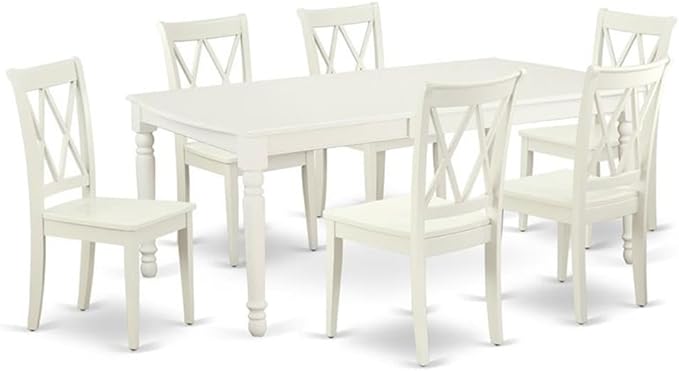 East West Furniture DOCL7-LWH-W 7 Piece Modern Dining Table Set Consist of a by EastWestFurniture