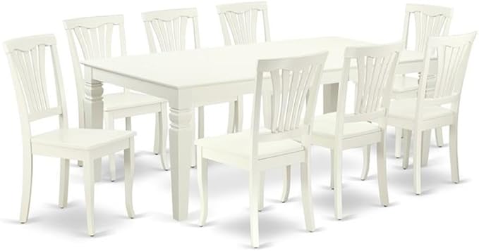 East West Furniture LGAV9-LWH-W 9 Piece Dining Room Furniture Set Includes a by EastWestFurniture
