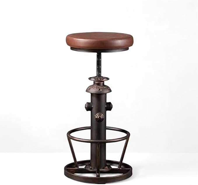 Vintage Swivel Bar Stools Industrial Leather Seat Bar Stool Fire Hydrant Design by BOKKOLIK