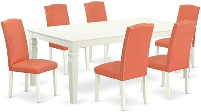 East West Furniture LGEN7-LWH-78 7 Piece Dining Set Consist of a Rectangle by EastWestFurniture