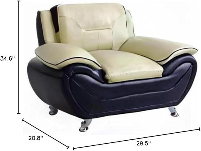Container Furniture Direct Michael Modern Faux Leather Upholstered Stainless - Image 3
