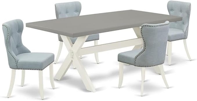 East West Furniture X097SI215-5 5 Piece Dining Set Includes a Rectangle Dining by EastWestFurniture