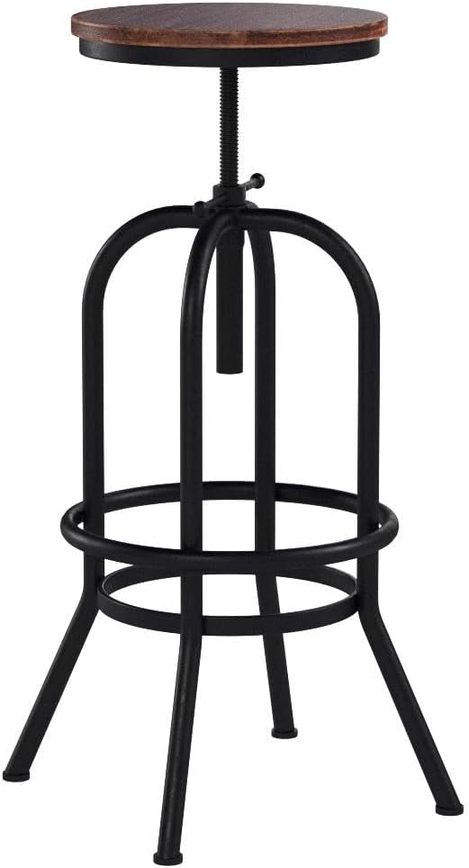 32 inch Vintage Industrial Bar Stool-Metal Wood Swivel Bar Stool-Retro Bar - Image 6