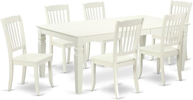 East West Furniture LGDA7-LWH-W 7 Piece Dining Table Set Consist of a Rectangle by EastWestFurniture