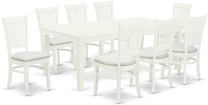 East West Furniture LGVA9-LWH-C 9 Piece Dining Set Includes a Rectangle Dining by EastWestFurniture