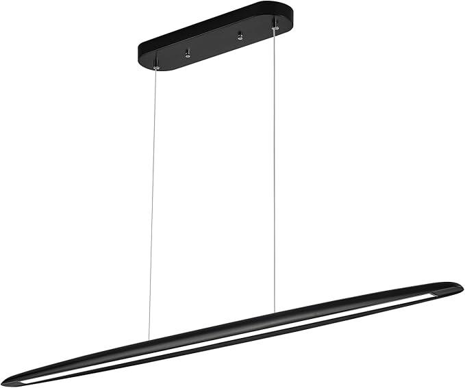 51" Wood Linear Pendant Light Black Linear Pendant Dinning Room Hanging Lights by Yisdesign