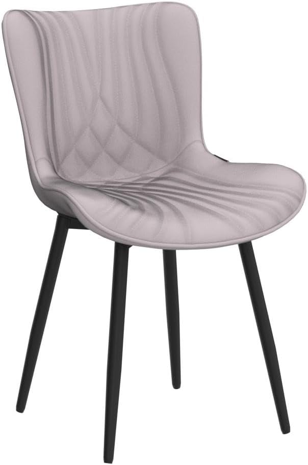 YOUTASTE Grey Dining Chairs Set of 2 Faux Leather Upholstered Kitchen Dining - Image 5