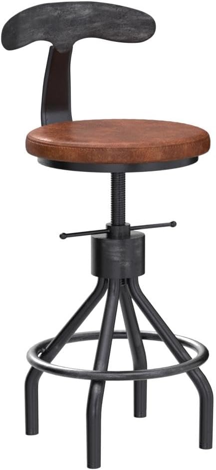 Diwhy Industrial Vintage Bar Stool, Kitchen Counter Height Adjustable Pipe Chair - Image 4