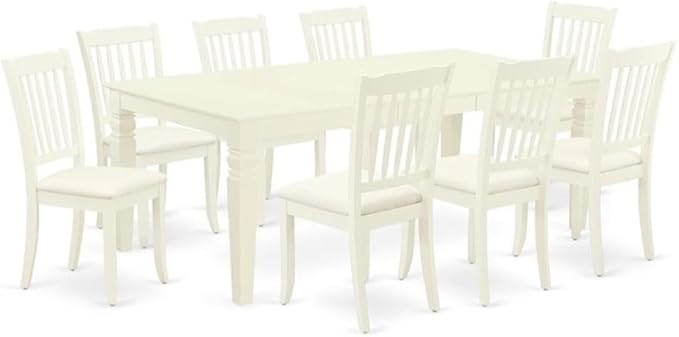 East West Furniture LGDA9-LWH-C 9 Piece Dining Table Set Includes a Rectangle by EastWestFurniture
