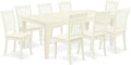 East West Furniture LGDA9-LWH-C 9 Piece Dining Table Set Includes a Rectangle by EastWestFurniture