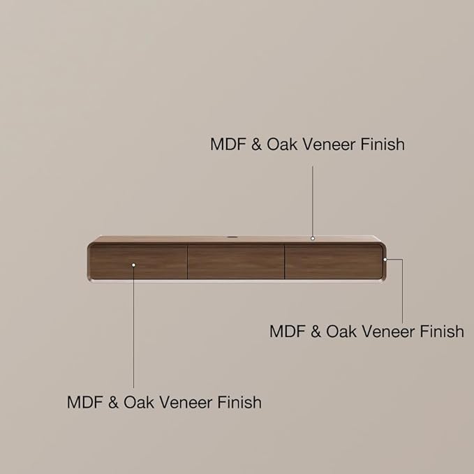 POVISON Fully Assembled Floating TV Stand, Walnut TV Stand, Solid Wood Floating - Image 7