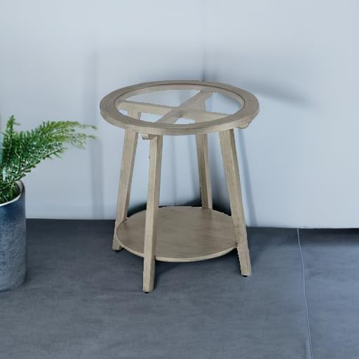 COSIEST 2-Tier End Table with Tempered Glass Top, Round MDF Side Table with - Image 5