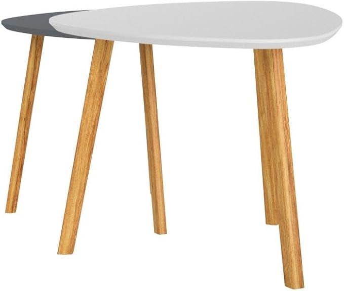 BAMEOS Bamboo Nesting Triangle End Table, Balcony in White & Grey - Image 7