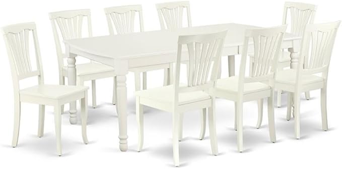 East West Furniture DOAV9-LWH-W 9 Piece Modern Dining Table Set Includes a by EastWestFurniture