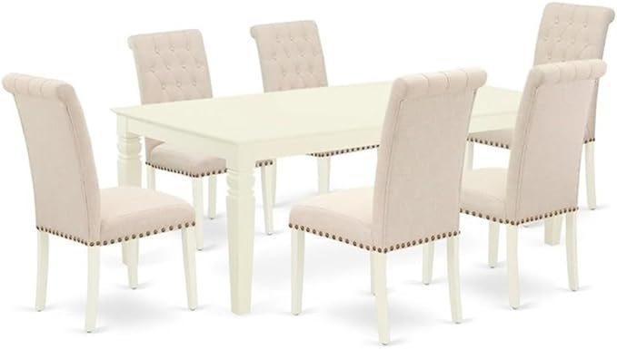 East West Furniture LGBR7-LWH-02 7 Piece Dining Table Set Consist of a by EastWestFurniture