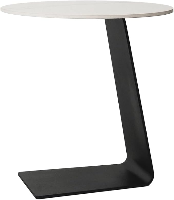 Side Table with Marble Top Metal Black C Shaped End Table Modern Sofa Side End by Cre+Cra