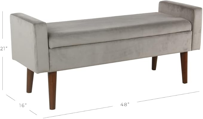 HomePop Home Decor | Upholstered Modern Velvet Storage Ottoman Bench | Ottoman - Image 2