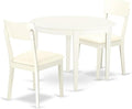 East West Furniture BOAD3-LWH-LC 3 Piece Dining Table Set by EastWestFurniture