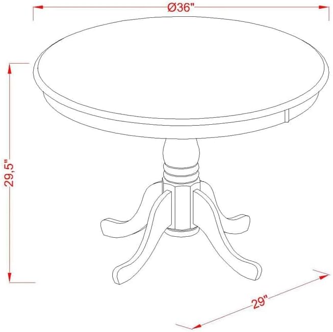 East West Furniture AANCA5-MAH-W 5 Piece Dining Room Table Set Includes a Round - Image 3