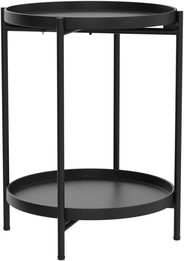 Tiita 2 Pack Round End Table Mental 2-Tier Side Table Nightstand/Small Iron - Image 5