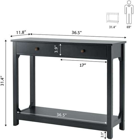 TaoHFE Black Console Table, 39.4"x11.8"x31.5" - Image 3