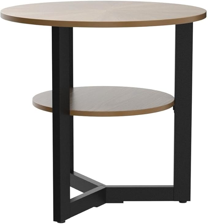 LEEMTORIG Round Side Table, Large 2-Tier End Table Nightstand - Image 5