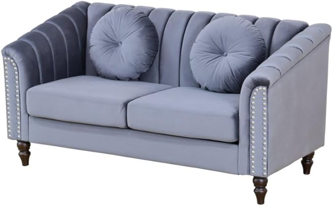 60" Loveseat Sofa, Microfiber Chesterfield Upholstered Sofas Love Seat by Unknown