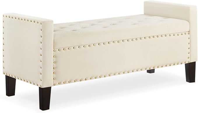 24KF Velvet Modern Upholstered Tufted Button Storage Bench - Image 4