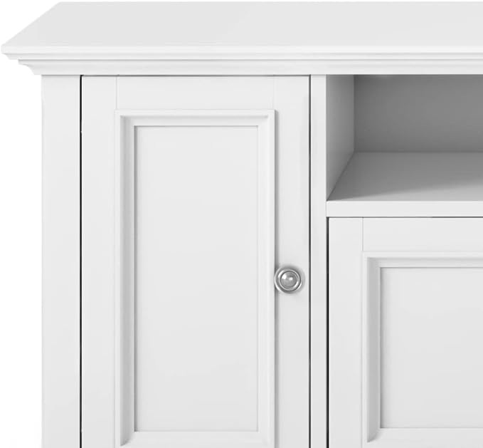 SIMPLIHOME Amherst 72-inch Wide Solid Wood TV Stand in White, - Image 6