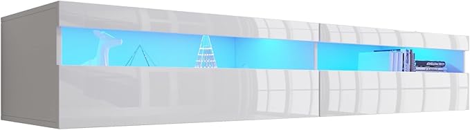 Floating TV Stand with Led Lights, 71 inch Wall Mounted TV Shelf with Power - Image 8