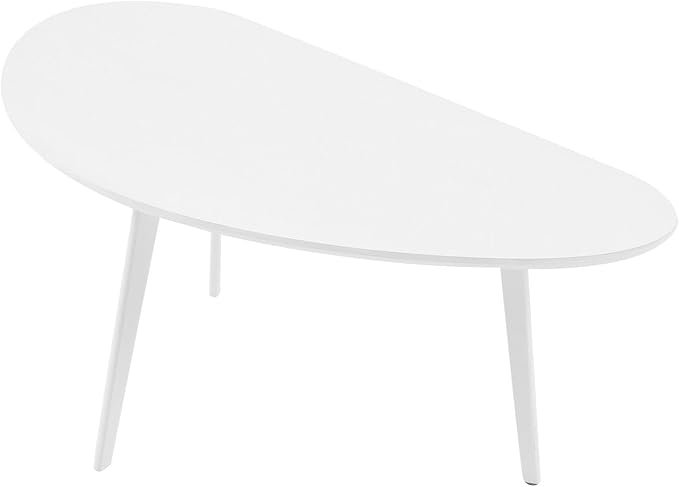 FIRMINANA Mid Century Modern Coffee Table, Large Oval White Coffee Table - Image 8