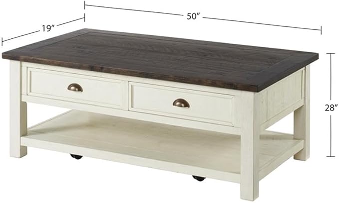 Martin Svensson Home Solid Wood Coffee Table, Cream White - Image 3