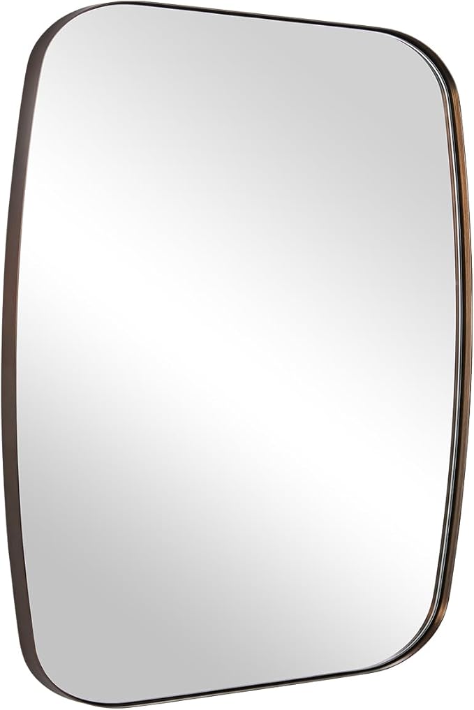 ANDY STAR Bronze Oblong Mirror, 36x40 Inch Brushed Bronze Oval Mirror by ANDYSTAR