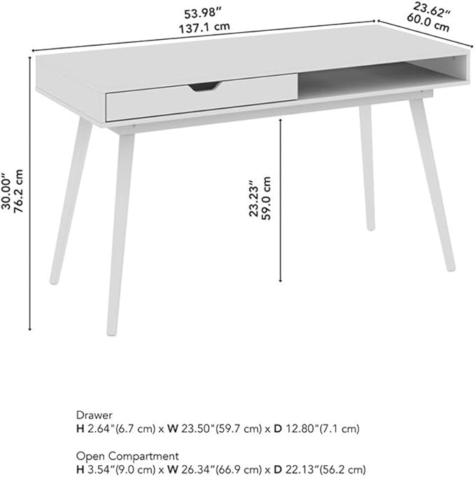 Bush Furniture Nora 54W Writing Desk in Dark Walnut | Computer Table - Image 3