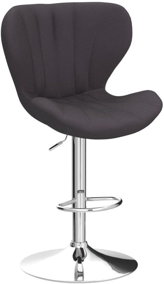 Roundhill Furniture Ellston Velvet Adjustable Swivel Barstools in Gray - Image 4