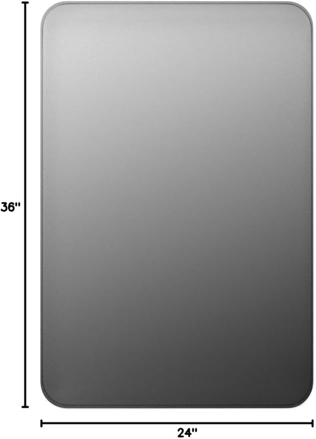 TEHOME 24x36 inch Brushed Nickel Silver Metal Framed Bathroom Mirror - Image 6