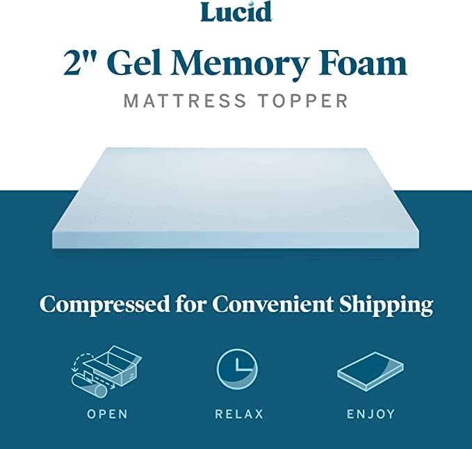 LUCID 2 Inch Gel Memory Foam Mattress Topper - Image 2