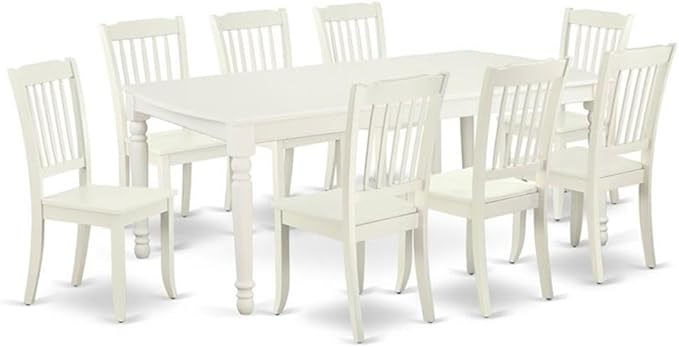 East West Furniture DODA9-LWH-W 9 Piece Dining Room Table Set Includes a by EastWestFurniture