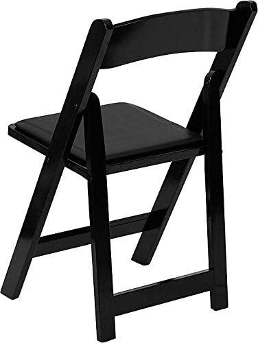 Flash Furniture 4 Pack HERCULES Series Black Wood Folding Chair - Image 4