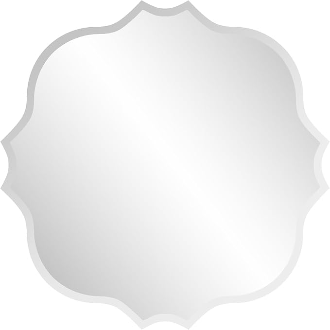 KOHROS Square Scalloped Bathroom Mirror 24" Frameless Beveled Bathroom Vanity by KOHROS