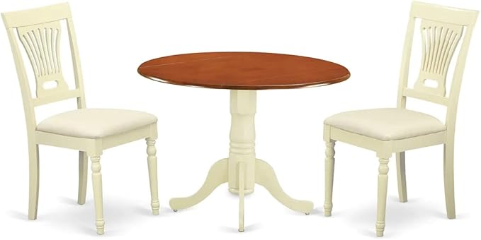 East West Furniture DLPL3-BMK-C 3 Piece Dining Room Furniture Set Contains a - Image 4