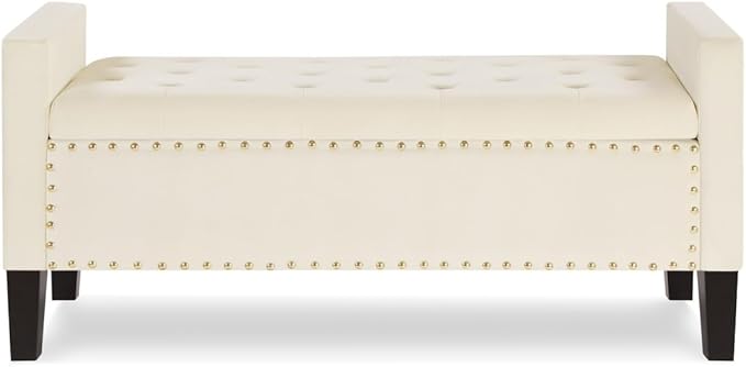 24KF Velvet Modern Upholstered Tufted Button Storage Bench - Image 5