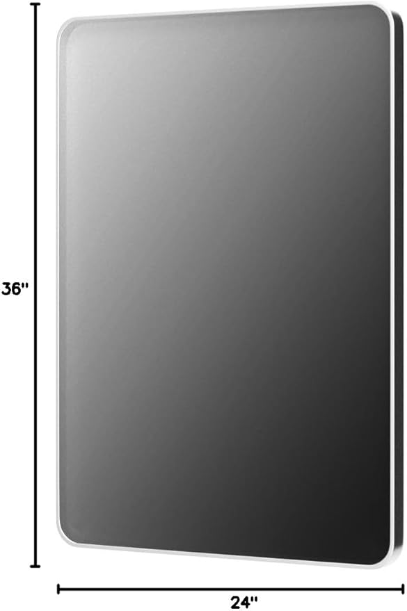 TokeShimi 24 x 36 Inch Brushed Silver Bathroom Mirror - Image 9