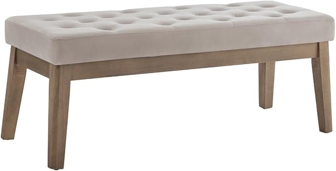 24KF Velvet Upholstered Buttons Tufted Entryway Bench - Image 3