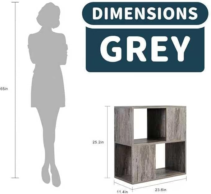 GHC 2 Tier Bookshelf, Wood Decorative Storage Shelving, Modern Freestanding - Image 2