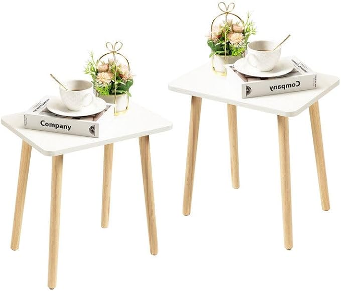 FORAOFUR White End Tables Set of 2, Small Side Tables Accent Tables Living Room by FORAOFUR